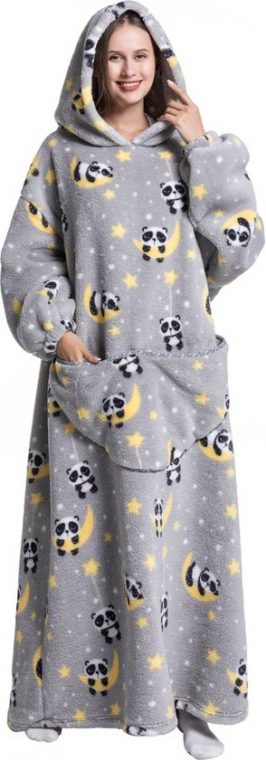 Livano Hoodie Deken Met Mouwen - Onesie - Fleece Blanket - Dames - Heren - Kinderen - Plaid - Knuffeldeken - Extra Zacht - Panda