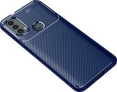 Mobigear Hoesje geschikt voor Motorola Moto E30 Telefoonhoesje Flexibel TPU | Mobigear Racing Backcover | Moto E30 Case | Back Cover - Blauw