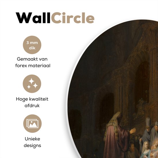Chant de louange de Siméon - Peinture de Rembrandt van Rijn assiette en plastique cercle mural ⌀ 120 cm