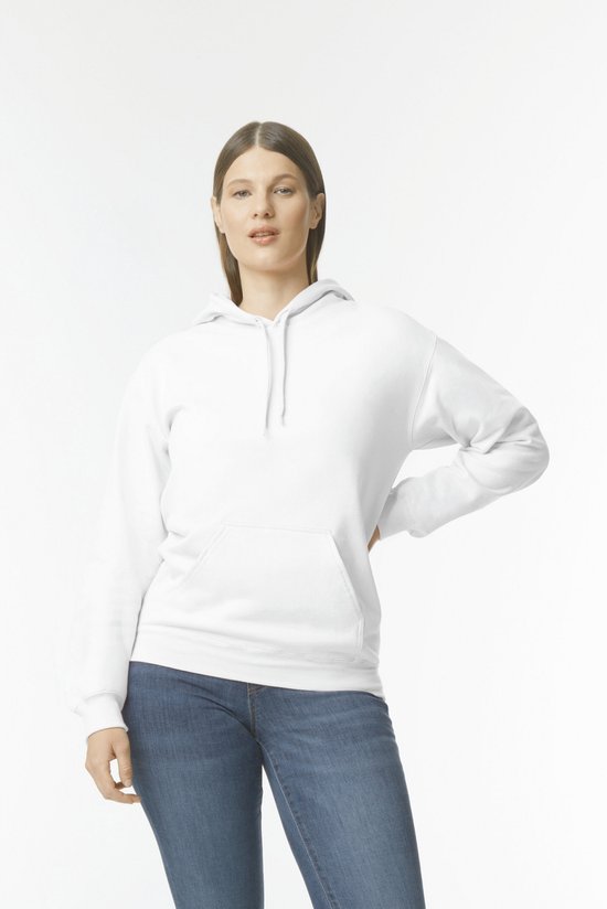 Sweatshirt Unisex M Gildan Lange mouw White 80% Katoen, 20% Polyester
