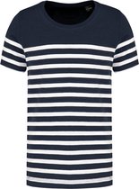 T-shirt Kind 12/14 Y (12/14 ans) Kariban Ronde hals Korte mouw Navy / White Stripes 100% Katoen
