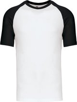 T-shirt Homme M Kariban Col rond Manche courte White / Noir 100% Katoen
