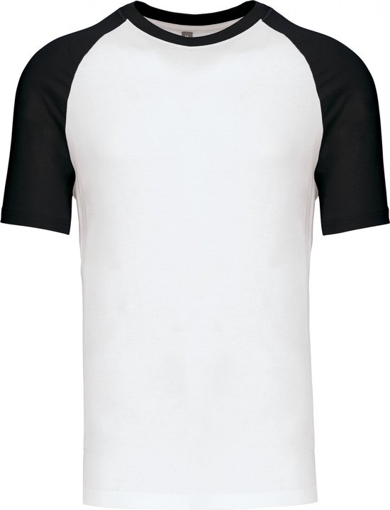 T-shirt Mannen Kariban Ronde hals Korte mouw White / Black Katoen