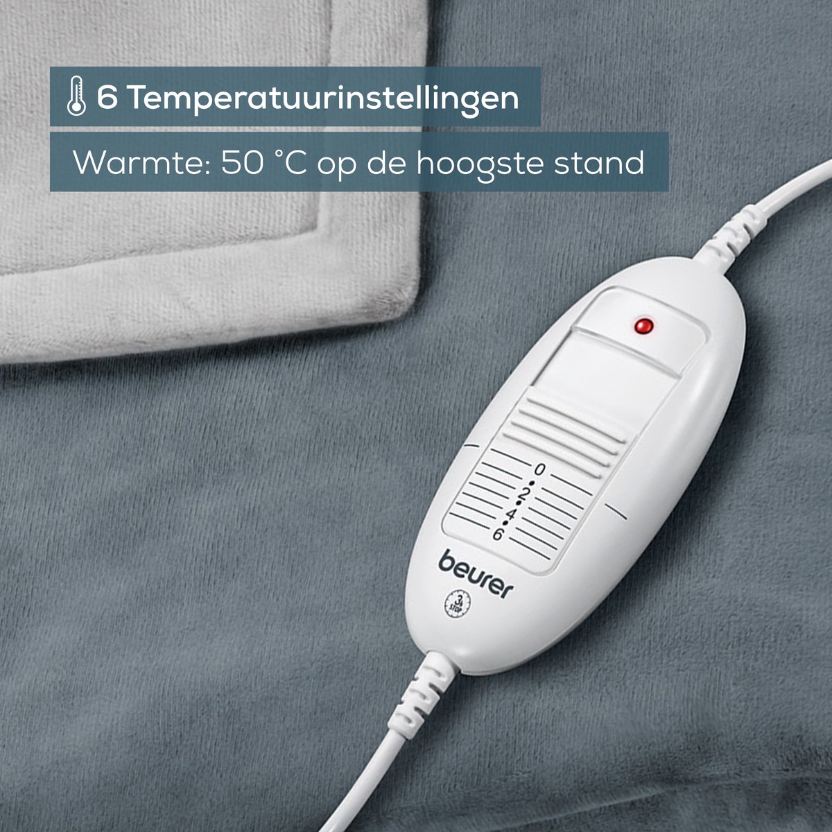 Beurer Warmtedeken 180x130 cm Cosy Grey 110W - afbeelding 3