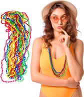 Collier de perles colorées Relaxdays - lot de 30 - néon - années 80 - carnaval - collier hippie