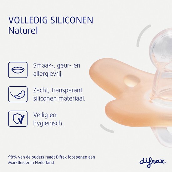 Difrax Fopspeen - Natural - 0/6 maanden - Siliconen - White/Pink - 2 Stuks van Difrax — afbeelding 4