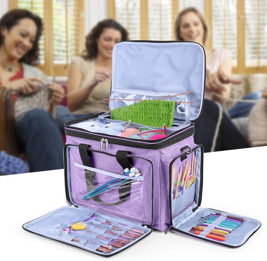 Damero Haaknaalden Tas - Blauwe Stippen - Opberg Organizer Voor Brei- En Haaknaalden - Dubbele Ritssluiting - Compact - Voor Onderweg 5 miniatura