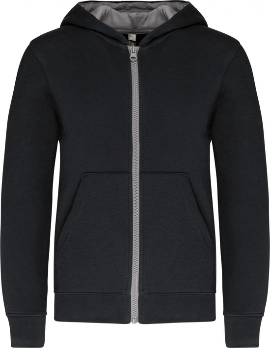 Sweatshirt Kind 6/8 Y (6/8 ans) Kariban Lange mouw Black / Fine Grey 80% Katoen, 20% Polyester