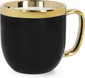 HOMLA sensorische beker met gouden decoratie - mok theekop koffiemok 0,28 l porselein verguld handgeschilderd zwart en goud
