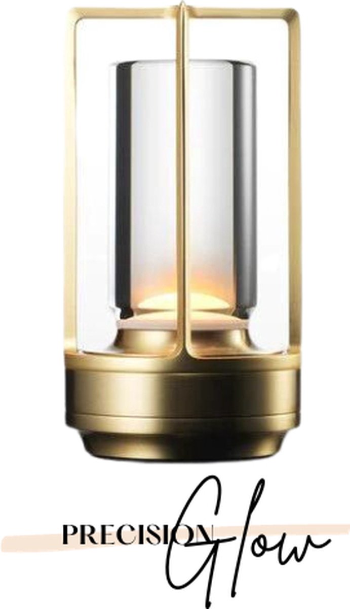 Precision Glow - Tafellamp Oplaadbaar - Sfeerverlichting - Dimbaar - Nachtlamp - Draadloos - Goud