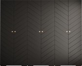 Opbergkast Kledingkast met 6 draaideuren Garderobekast slaapkamerkast Kledingstang met planken | Gouden Handgrepen, elegante kledingkast, glamoureuze stijl (LxHxP): 300x237x47 cm - GEMINI 4 (Zwart, 300 cm)