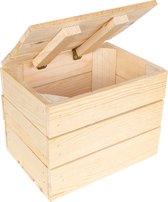 Creative Deco Natuurlijke Houten Doos met Groot Deksel | 27.5 x 20 x 21.5 cm | Kerst, Kerstmis Cadeau