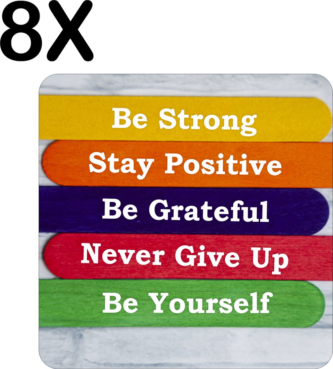 BWK Flexibele Placemat - Motivatie Teksten - Set van 8 Placemats - 40x40 cm - PVC Doek - Afneembaar