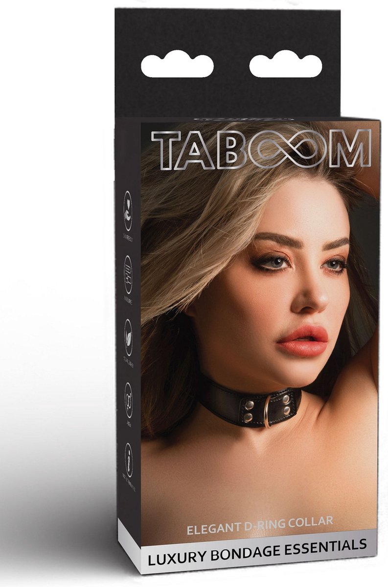 Taboom - Elegant D-Ring Collar - Bondage / SM Collar and leash Zwart