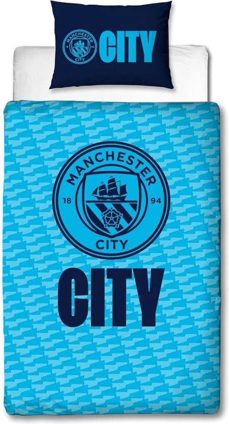 Housse de couette Manchester City 135x200cm polycoton simple