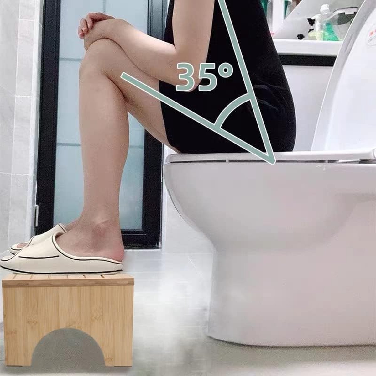 Buddley Toiletkrukje Bamboe Inklapbaar Zwart - WC Krukje Opvouwbaar Inklapbaar Krukje Toilet Squat Wc Krukje Volwassenen Bamboo Hout Potty T 68376e06f3ce2794a20b908f