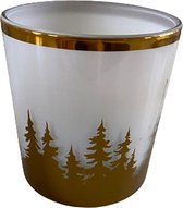Diga Colmore - Waxinelichthouder Gold Frosted Trees - Kerst/Winter - Wit/Goud - 7x7x8