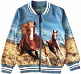 Kinder vest met paarden maat 110/116 full color print kleur grijs blauw horses zeer mooi!