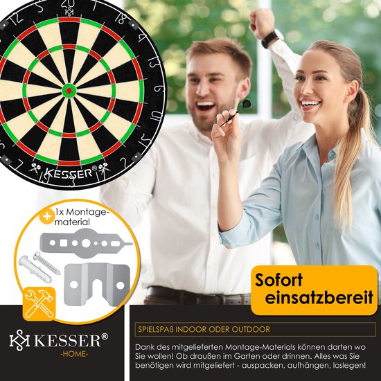 KESSER® Dartbord Sisal - 37-delige Dart Set inclusief 9x Dartpijlen en 21x Dartflights + Accessoires van KESSER® — afbeelding 4