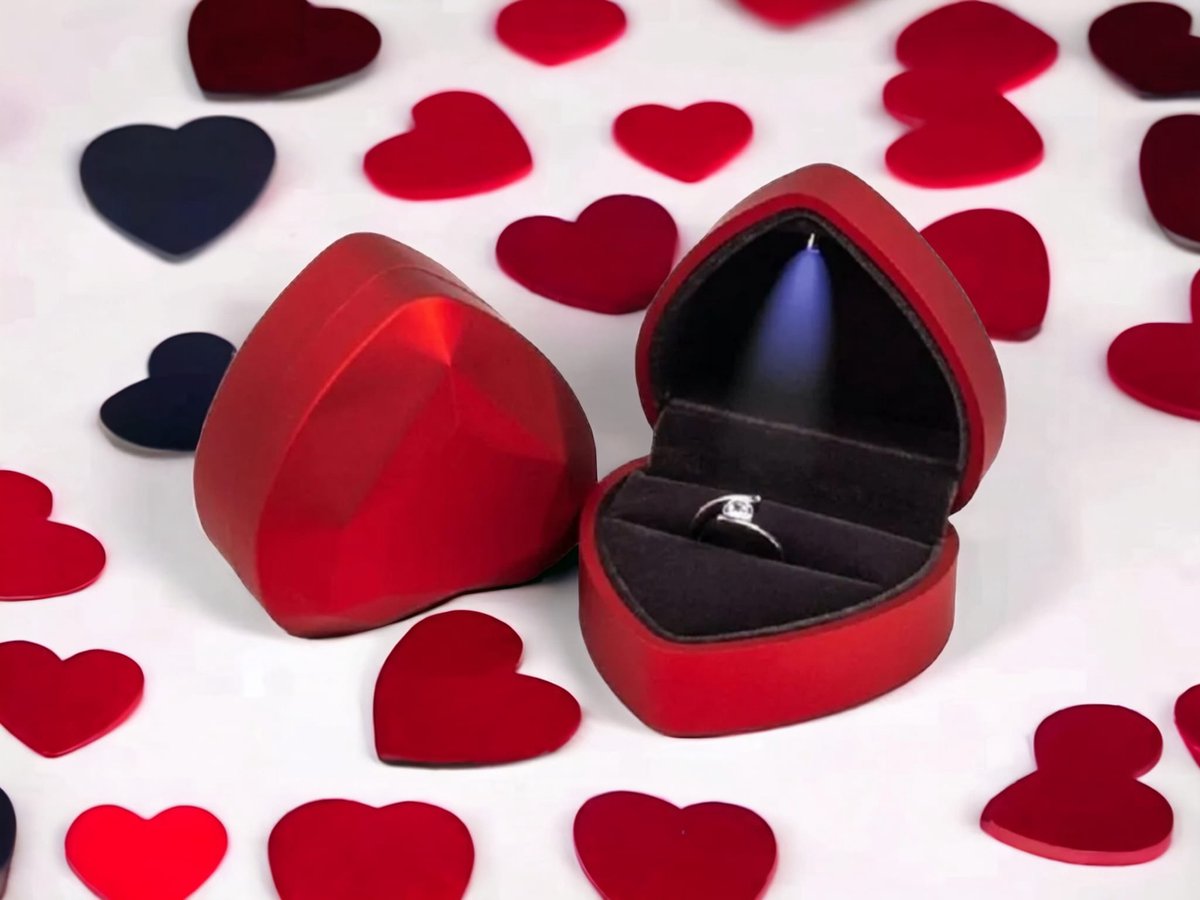 AliRose - Juweel Doos - Display - Sieraad - LED - Ring Box - Huwelijk - Aanzoek - Valentijn - Liefde - Romantisch - Partner - Amor