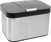 Belle Vous Compost Bin Kitchen Organic Waste Container in Black/Silver - 4.3 L Organic Waste Bin for Kitchen & Kitchen Worktop - 25 x 17 cm - Compost/Organic Waste Container Made of Plastic &