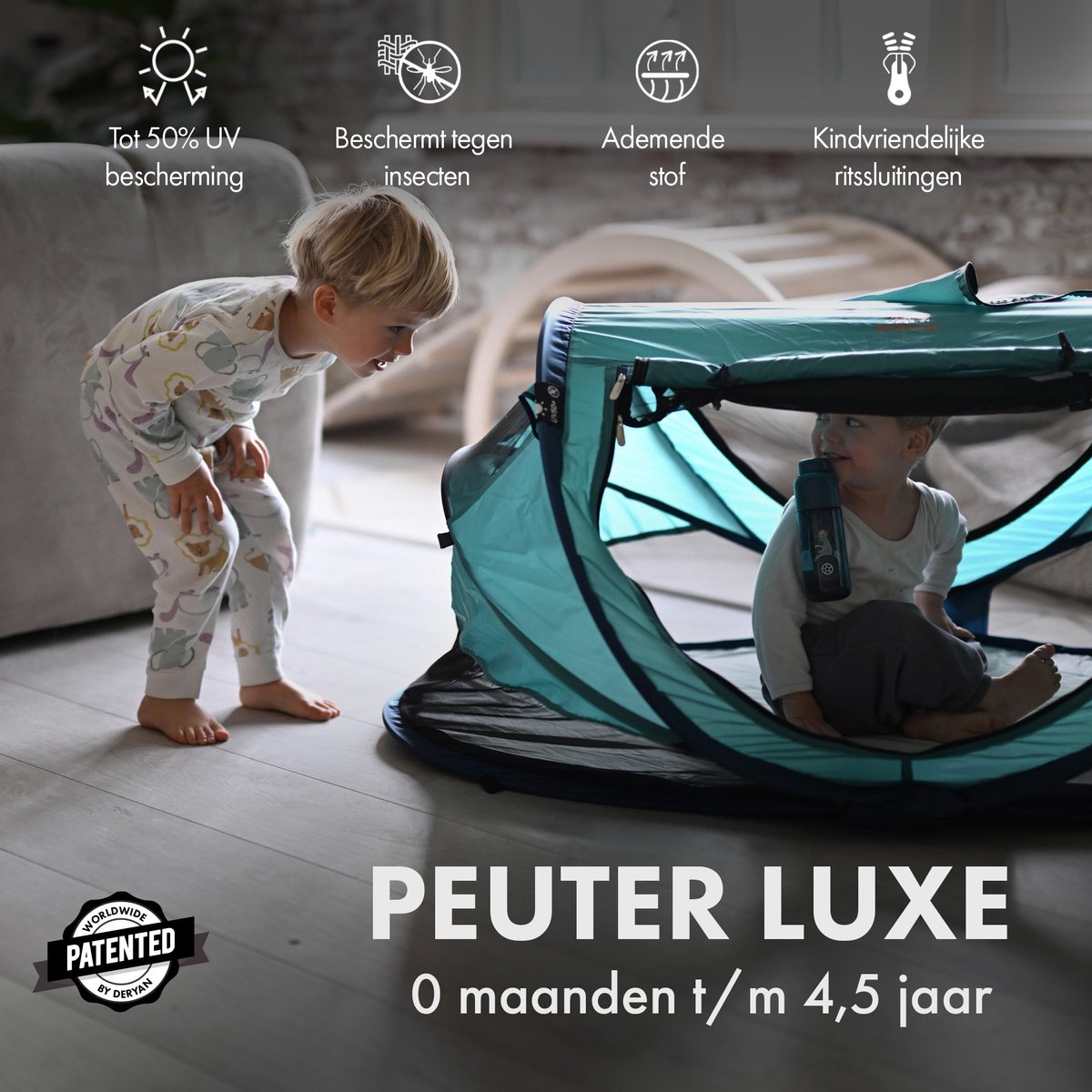 Deryan Peuter Luxe Campingbedje – Inclusief zelfopblaasbare matras - Ocean thumbnail 2
