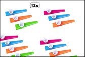 12x Kazoo Muziekinstrument assortie kleuren - Feest optocht muziek festival thema feest party fun