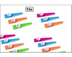 12x Kazoo Muziekinstrument assortie kleuren - Feest optocht muziek festival thema feest party fun