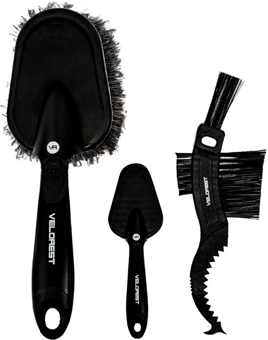 Velorest Premium Borstelset 3-delig - Fietsreinigingsset - Fiets Borstel - Fietsketting Borstel - Borstelset Fiets - Fietsborstelset