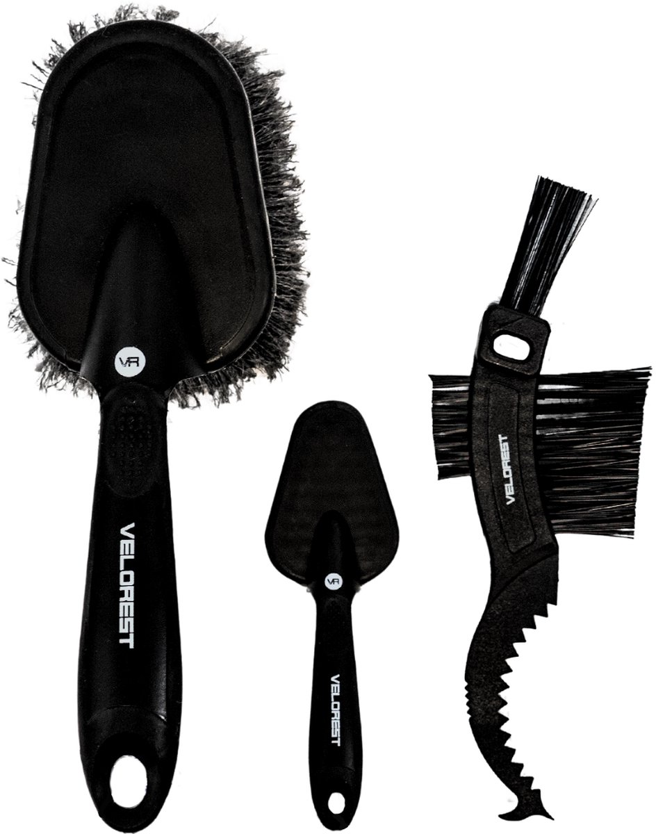 Velorest Premium Borstelset 3-delig - Fietsreinigingsset - Fiets Borstel - Fietsketting Borstel - Borstelset Fiets - Fietsborstelset