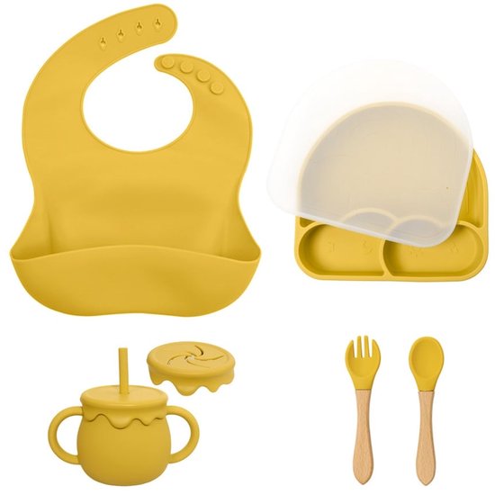 Dutsi - Ensemble de salle à manger Bébé Frosty Cloud : Le cadeau complet de Services de table en Siliconen de 7 pièces