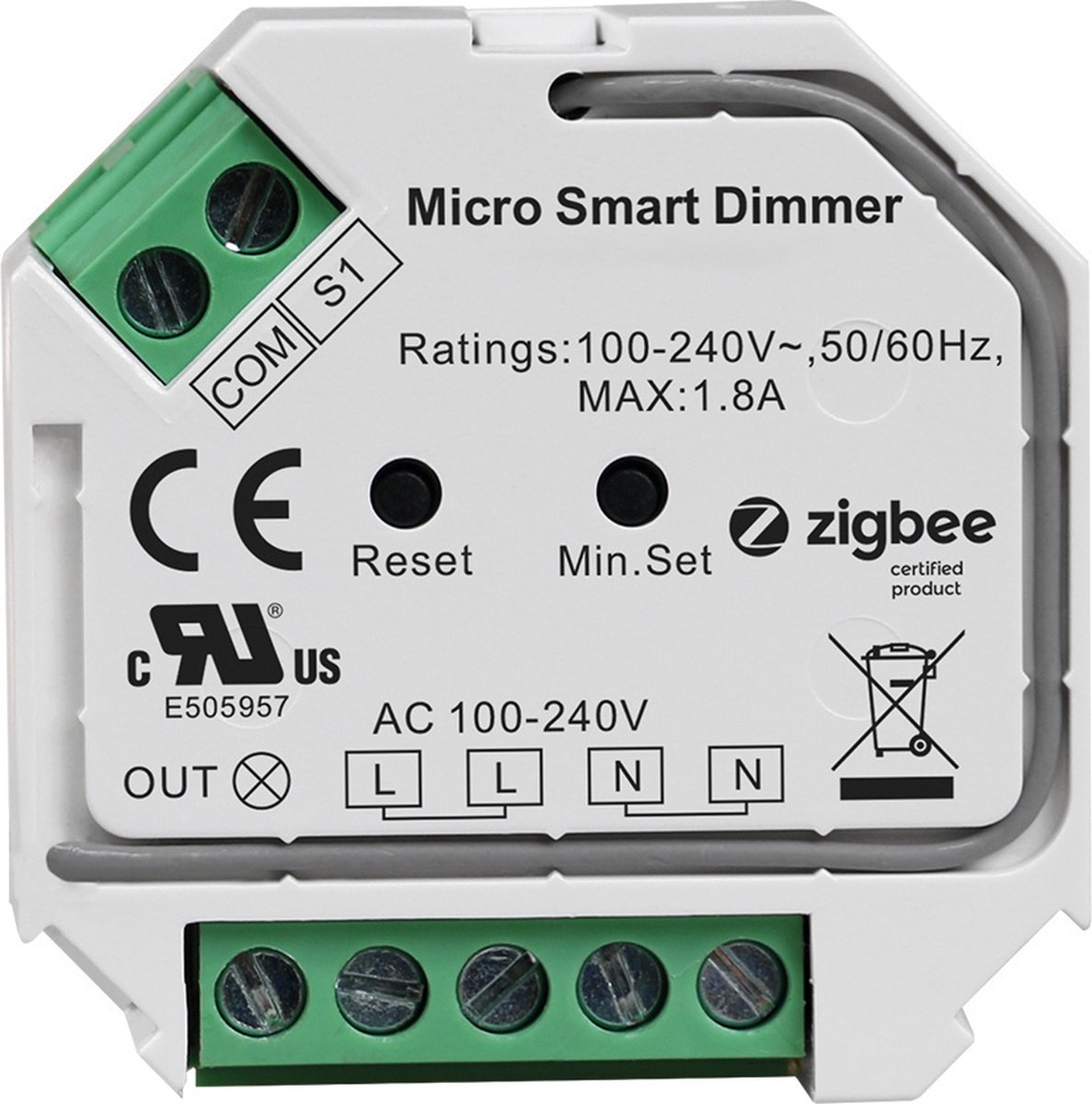 HOFTRONIC - Zigbee mini LED-dimmer/ontvanger - Draadloos - Fase afsnijding - max. 400 Watt - IP20 - No Neutral