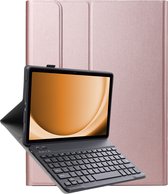Hoes Geschikt voor Samsung Galaxy Tab A9 Plus Hoes Toetsenbord Hoes Case Book Cover Hoesje - Hoesje Geschikt voor Samsung Tab A9 Plus Keyboard Hoes - Rosé goud
