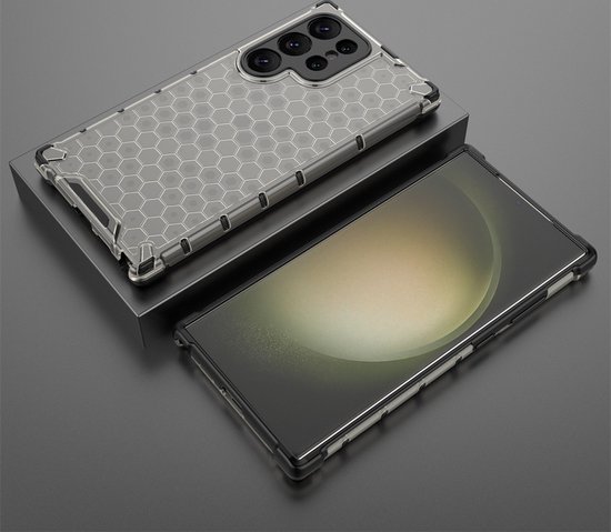 Mobigear Coque de téléphone en Honeycomb pour Samsung Galaxy S24 Ultra Antichoc Hard Case Cover - Zwart