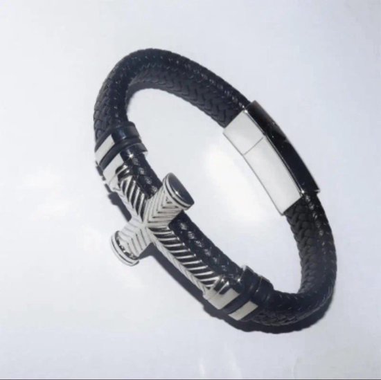 Haymer Sieraden Jesus Armband Voor Mannen Zilver 22 HJ2022012BLK22