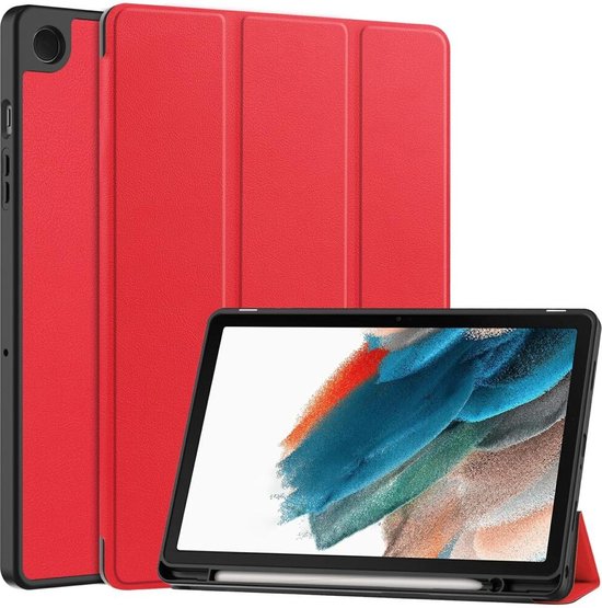 Tablet Hoes Geschikt voor Samsung Galaxy Tab A9 Plus | Book Case met Standaard | Kunstlederen Beschermhoes | Tri-fold | Rood
