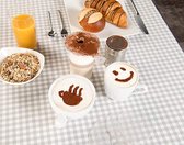 16 stuks koffie-cappuccino-sjablonen cacaoshaker roestvrijstalen chocoladeshaker met fijnmazig deksel voor cacaopoeder, chocoladepoeder, suiker, kaneelpoeder