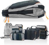 Cubes d'emballage avec compression pour valise et sac à dos avec sac de transport, gris