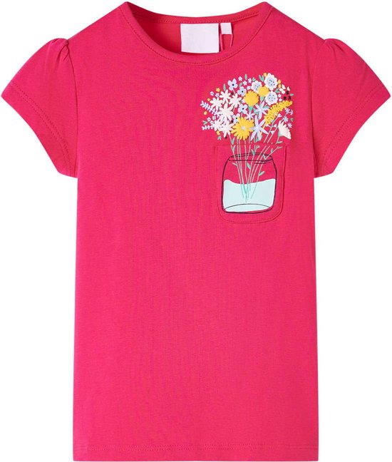 vidaXL-Kindershirt-met-bloemenprint-104-felroze