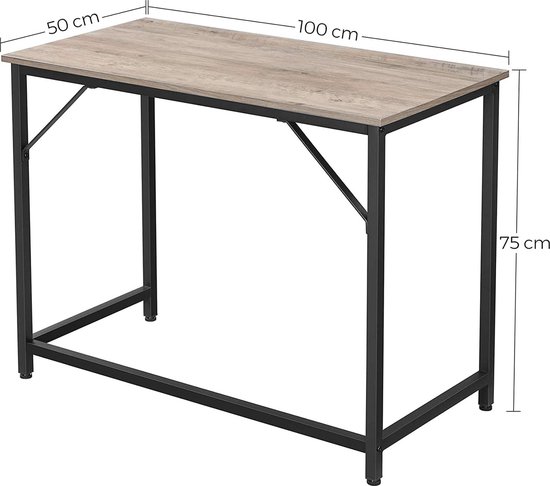 Rootz Whatcom Desk - Industriële Werktafel - Computerbureau - Bureaus - 100 x 50 x 75 cm (LxBxH)