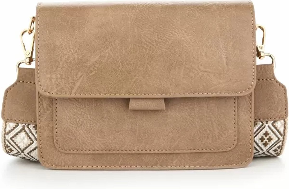 Schoudertasje Taupe - Met luxe band - 4
