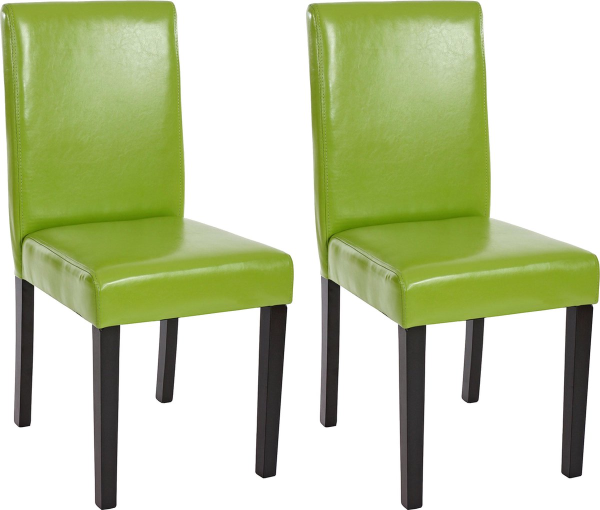Cosmo Casa Set van 2 eetkamerstoelen keukenstoelen Littau - Kunstleer - Groen - Donkere poten