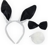 Kinky Pleasure - diadème oreilles de lapin - noir/blanc - + queue de lapin gratuite - diadème de lapin - point carnaval queue de lapin - carvanavalstopper - carnaval