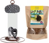 Esschert Design vogel eikervoedersilo + Buten Bird Food meelwormen 400GR - Vogelvoer en vogelvoederplek