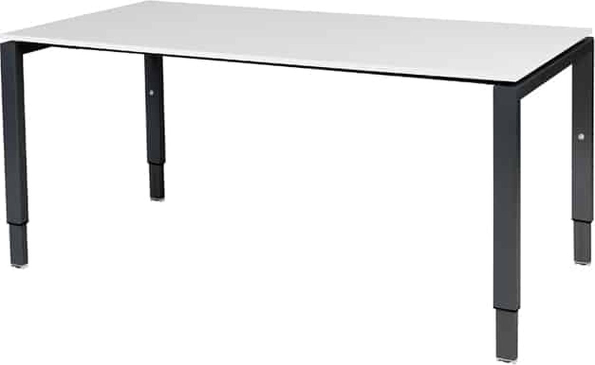Verstelbaar Bureau - Domino 160x80 grijs - zwart frame