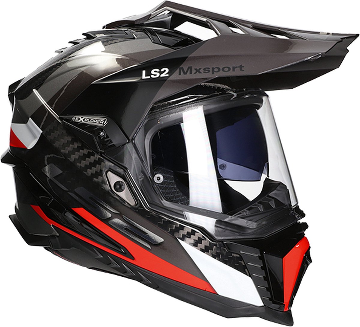 LS2 Helm Explorer Frontier MX701 titanium / rood maat S