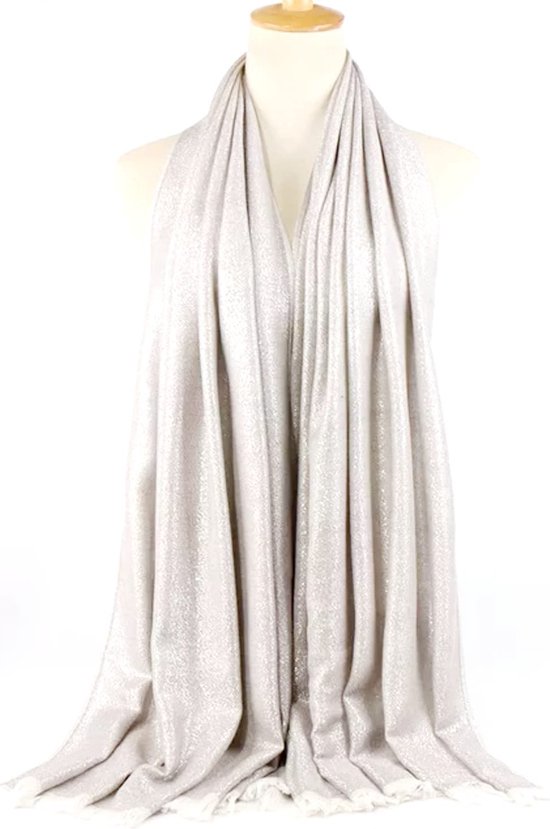 Lang dunne glitter Sjaal Zilver - Elegante glanzend stola- Sjaal| Stola galajurk| Feestgelegenheden| Kerst en Nieuwjaar