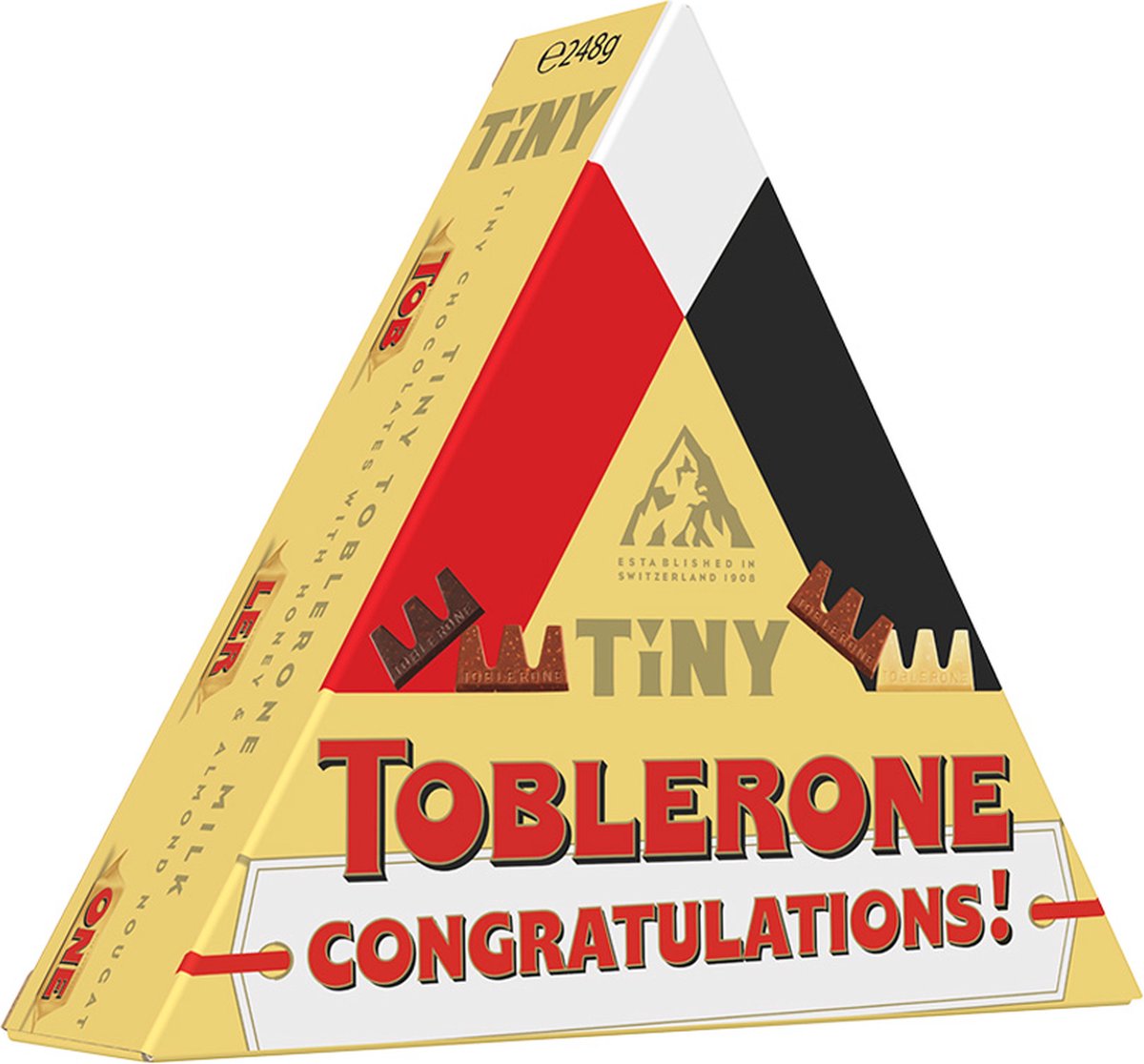 Toblerone chocolade geschenkdoos met opschrift "Congratulations!" - Toblerone Tiny chocolademix - 248g