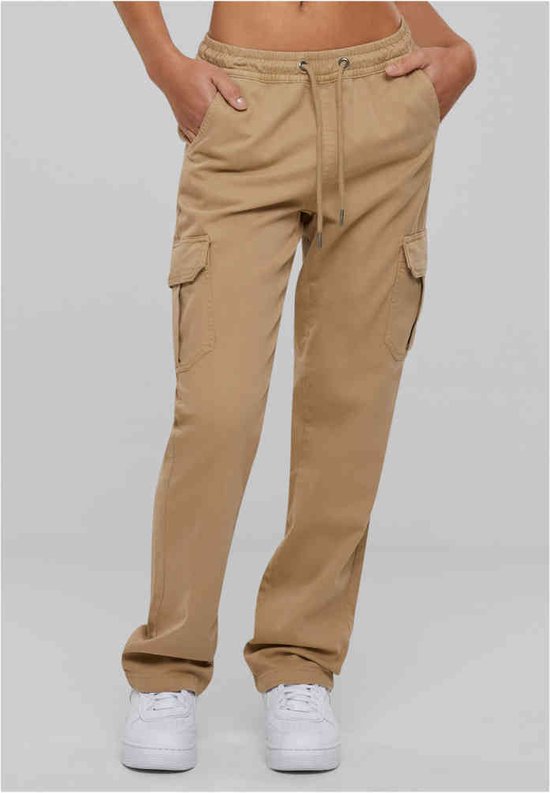 Urban Classics - High Waist Twill Cargobroek - L - Beige