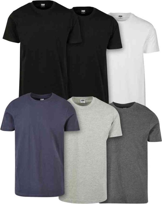 Urban Classics - Basic 6-Pack Heren T-shirt - Multicolours